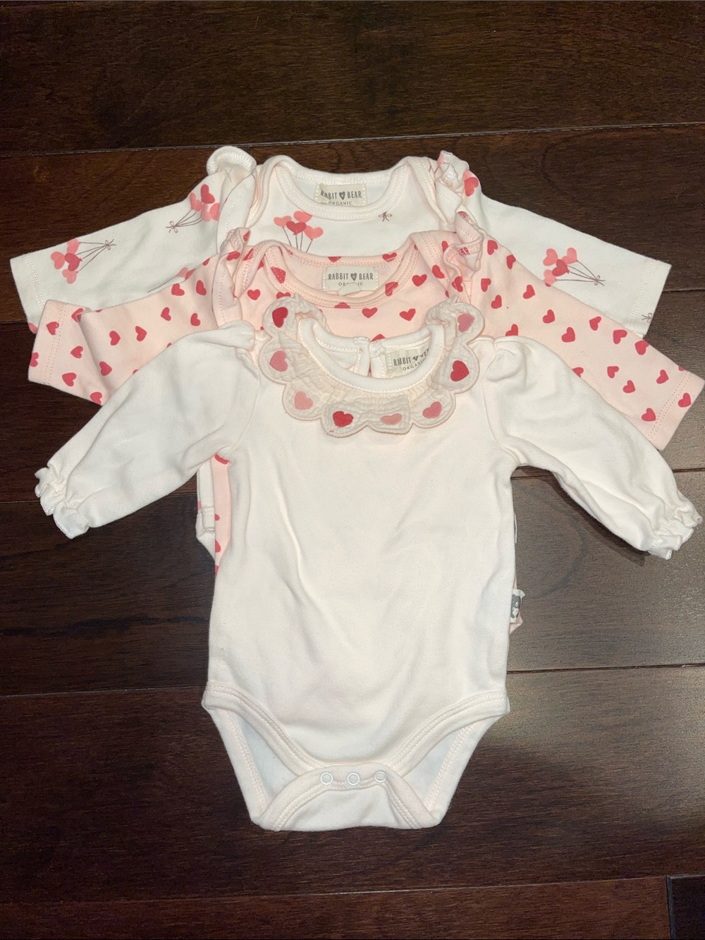 Organic Cotton 3-pack Baby Girls Long-Sleeve Heart & Floral Bodysuits